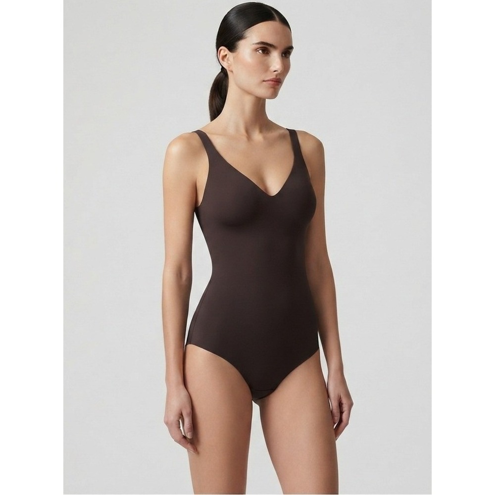 Nancy Ganz Body Shaper Bodysuit Women 36C Brown Excellent Firm Control 3255